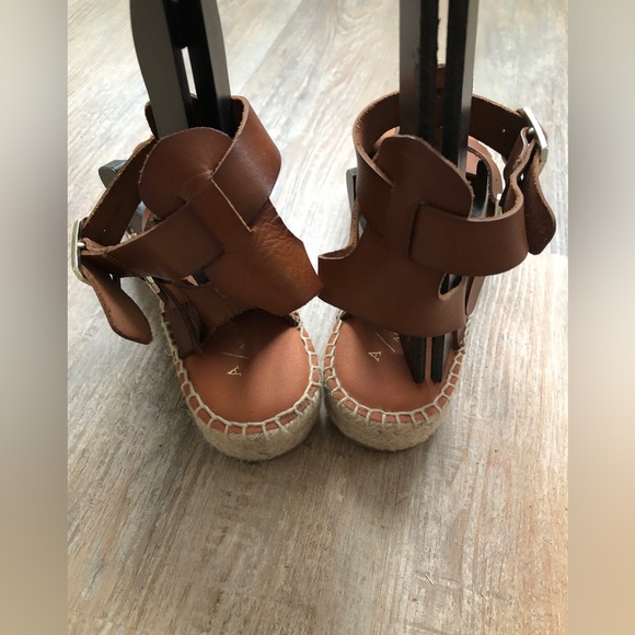 Anthropologie Leather Brown Sandals | Clio Gladiator Espadrilles | 38 EU 7.5 US - Picture 12 of 16